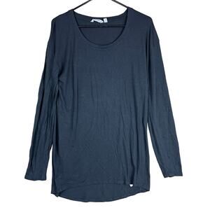 Athleta Womens Shirt Gray Scoop Neck Athletic Loose Fit Long Sleeve Athleisure M